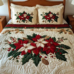 Juego de cama acolchada de 3 piezas - Encanto de Poinsettia