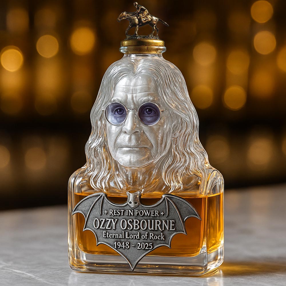 Conservado en cristal — botella de whisky en honor a Ozzy Osbourne