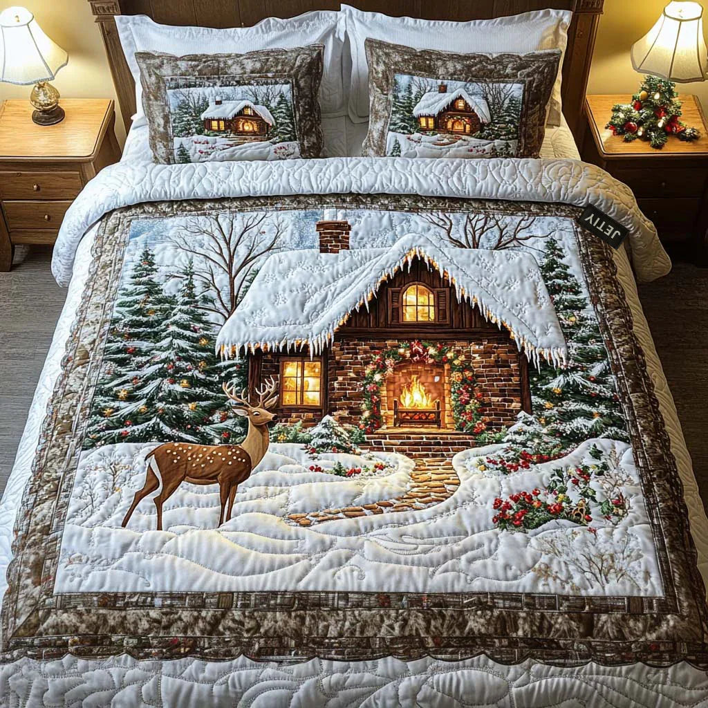 Conjunto de ropa de cama acolchada de 3 piezas - Cabaña acogedora