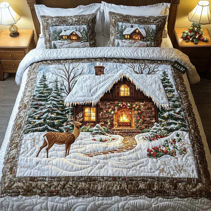 Conjunto de ropa de cama acolchada de 3 piezas - Cabaña acogedora