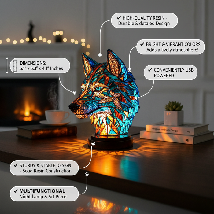 Lámpara Encantadora en Forma de Lobo Bo