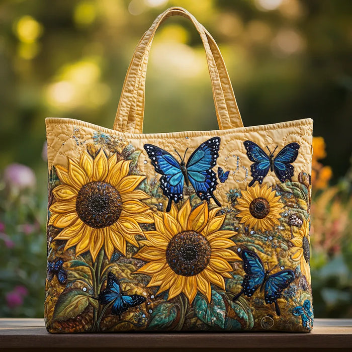 Handcrafted Bag - Sunflowers and Blue Butterflies
