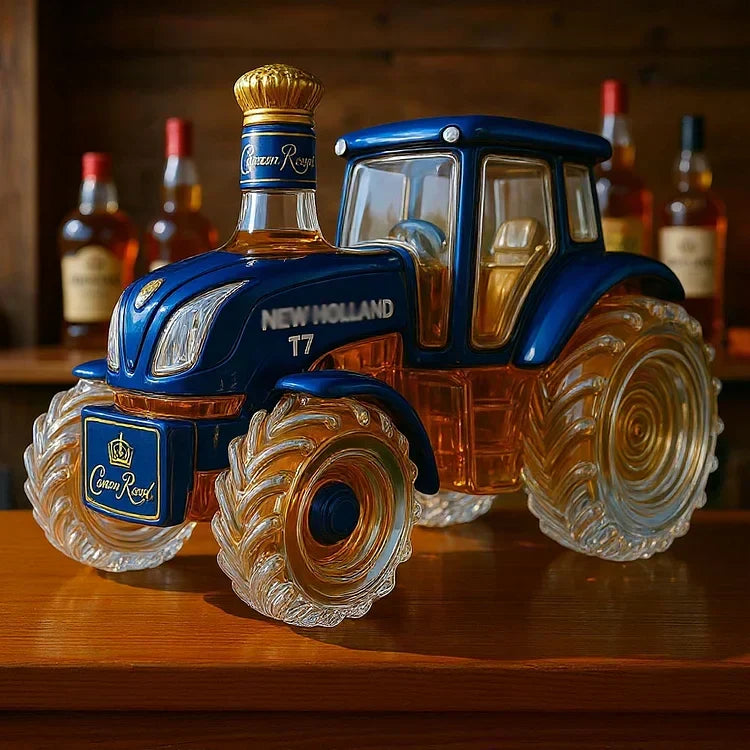 Botella de whisky clásica en forma de tractor New Holland T7