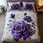 Conjunto de ropa de cama acolchada de 3 piezas - Rosa Púrpura