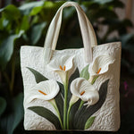 Quilted Handmade Bag - White Lilies