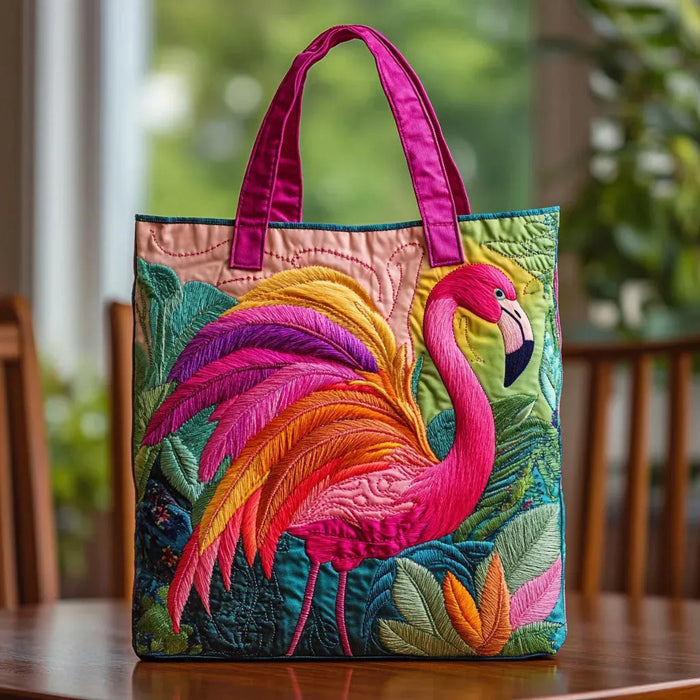 Quilted Bag - Rainbow Flamingo