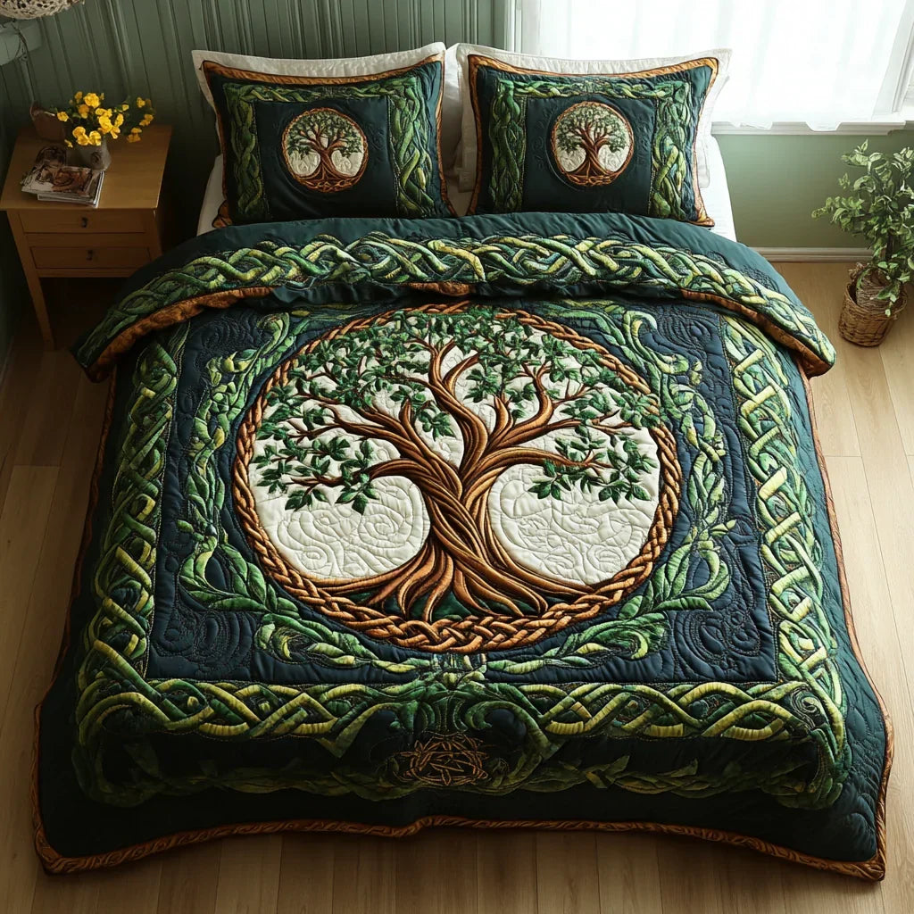Juego de sábanas acolchadas de 3 piezas - Árbol de la Vida