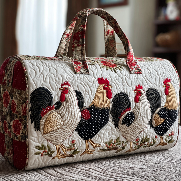 Quilted Chicken Charm Travel Bag