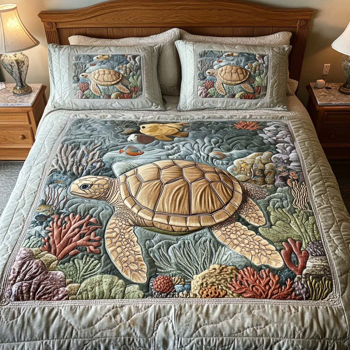 Conjunto de ropa de cama acolchada de 3 piezas - Tortugas