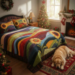 Conjunto de ropa de cama acolchada de 3 piezas - Sueños de Girasoles en el Campo