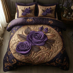 Conjunto de ropa de cama acolchada de 3 piezas - Rosa Púrpura