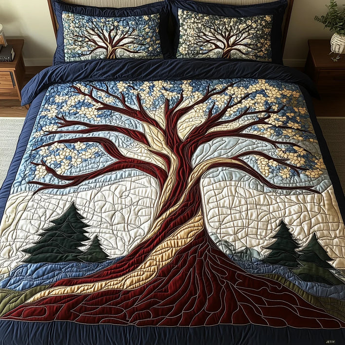Conjunto de ropa de cama acolchada de 3 piezas - Armonía del Bosque