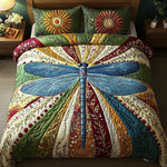 Conjunto de ropa de cama acolchada de 3 piezas Libélula Dorada