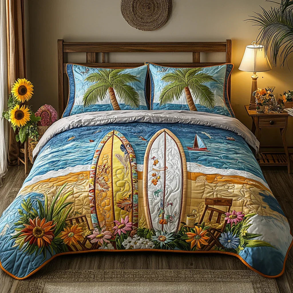 Conjunto de ropa de cama acolchada de 3 piezas - Brisa de la Isla