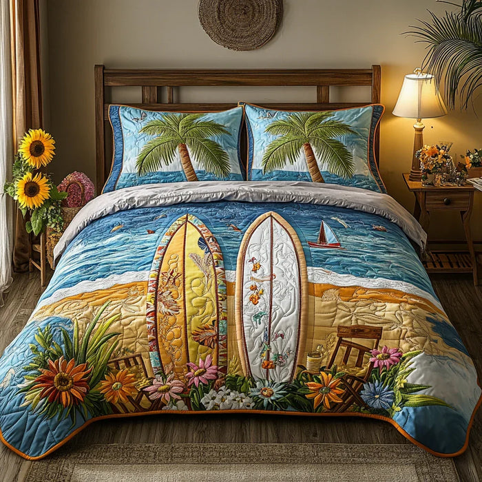 Conjunto de ropa de cama acolchada de 3 piezas - Brisa de la Isla