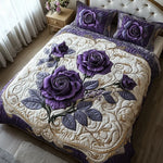 Conjunto de ropa de cama acolchada de 3 piezas - Rosa Púrpura
