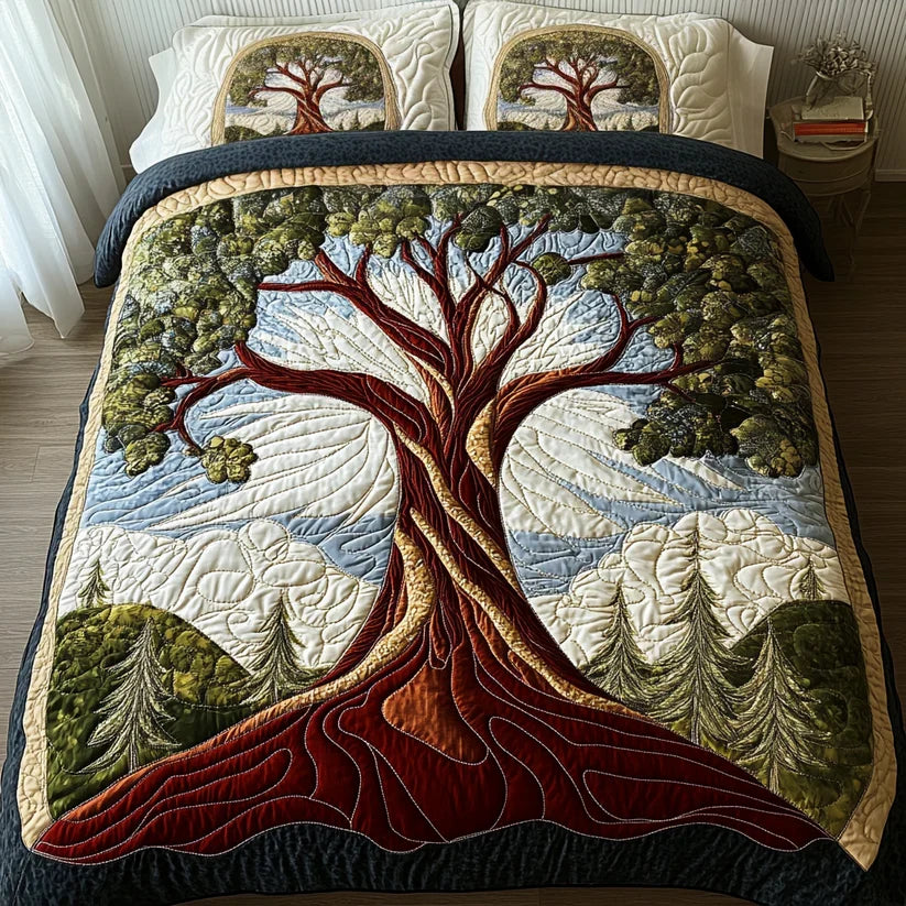 Juego de sábanas acolchadas de 3 piezas - Árbol de la Vida