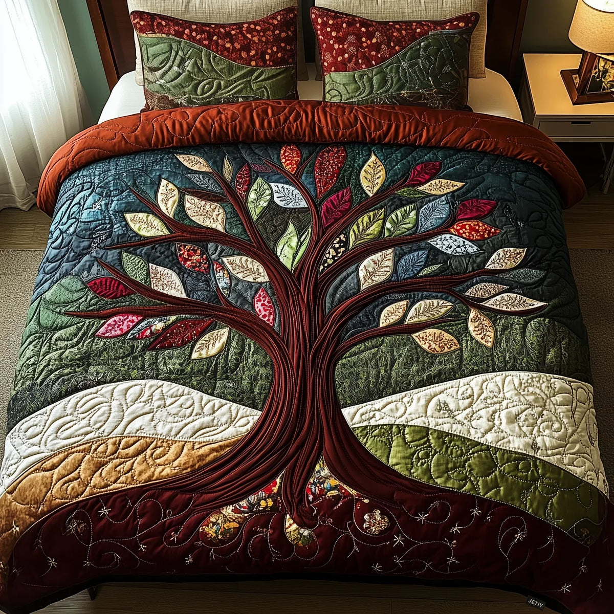Conjunto de ropa de cama acolchada de 3 piezas - Abrazo de la Naturaleza