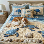 Conjunto de ropa de cama acolchada de 3 piezas Ondas del Océano