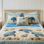 Conjunto de ropa de cama acolchada de 3 piezas Ondas del Océano