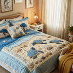 Conjunto de ropa de cama acolchada de 3 piezas Ondas del Océano