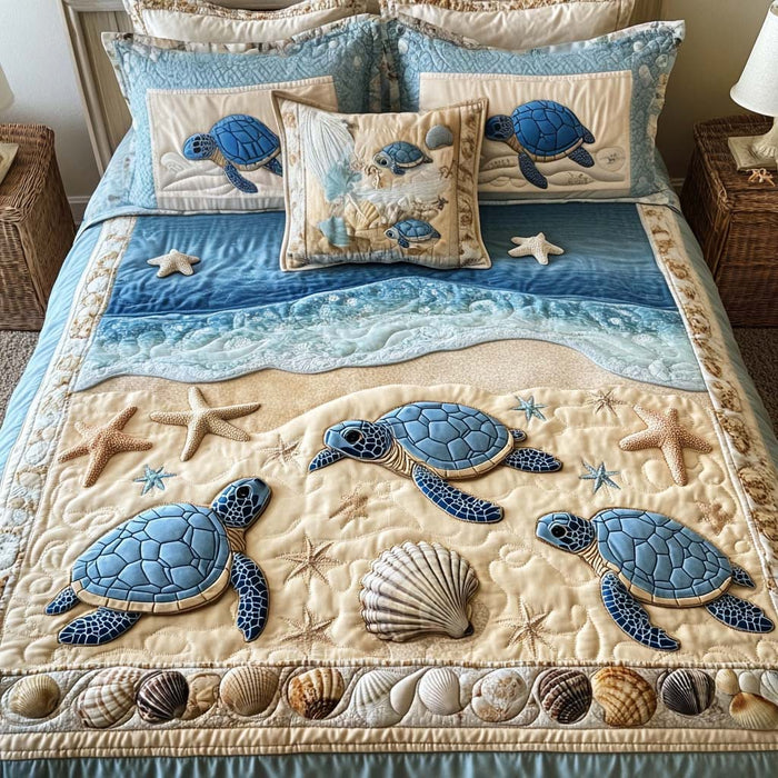 Conjunto de ropa de cama acolchada de 3 piezas - Tortugas