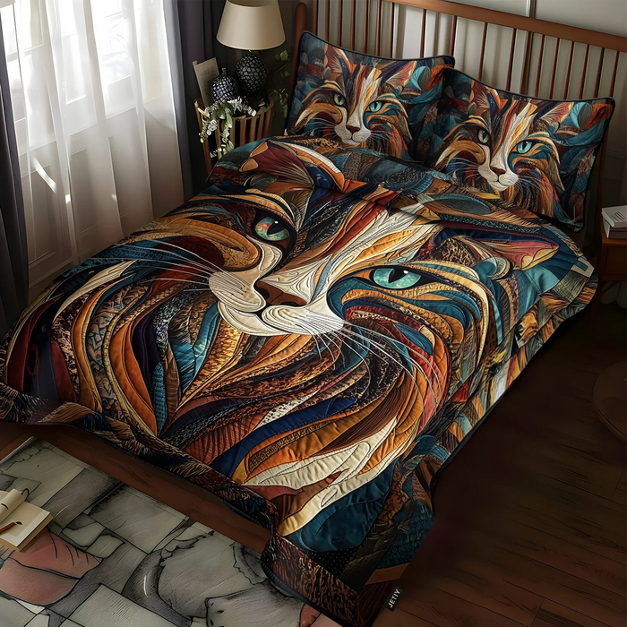 Conjunto de ropa de cama acolchada de 3 piezas - Ronroneos y Manchas