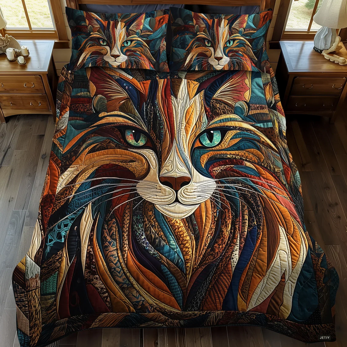 Conjunto de ropa de cama acolchada de 3 piezas - Ronroneos y Manchas