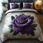 Conjunto de ropa de cama acolchada de 3 piezas - Rosa Púrpura