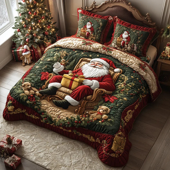 Conjunto de ropa de cama acolchada de 3 piezas - Momento del Papá Noel