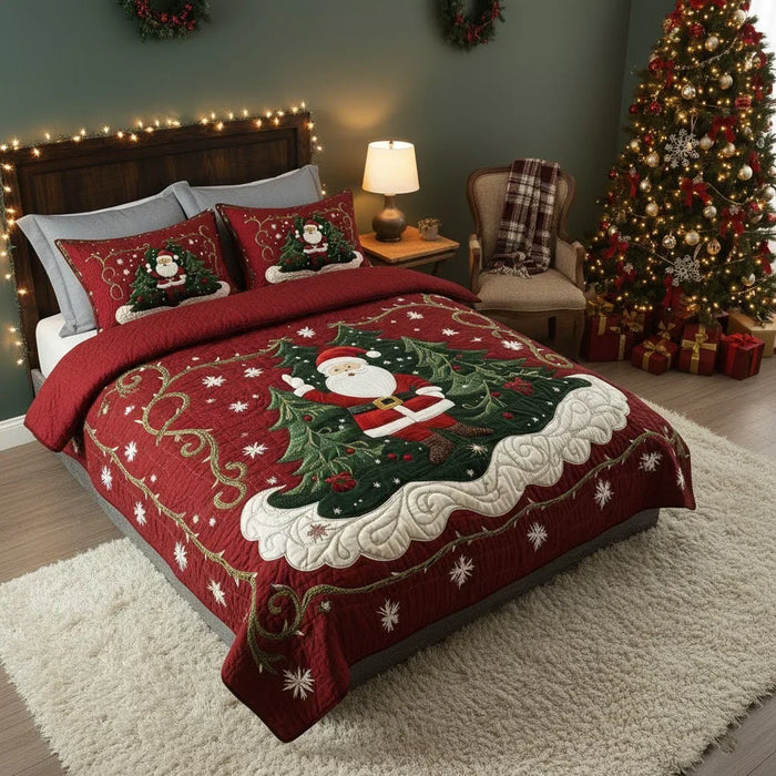 Conjunto de ropa de cama acolchada de 3 piezas - El Mundo de la Oficina de Papá Noel