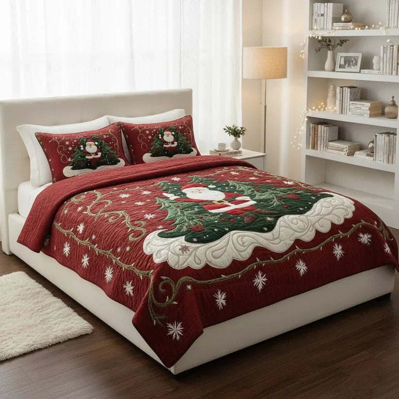 Conjunto de ropa de cama acolchada de 3 piezas - El Mundo de la Oficina de Papá Noel