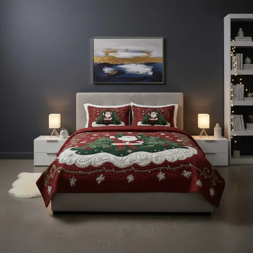 Conjunto de ropa de cama acolchada de 3 piezas - El Mundo de la Oficina de Papá Noel