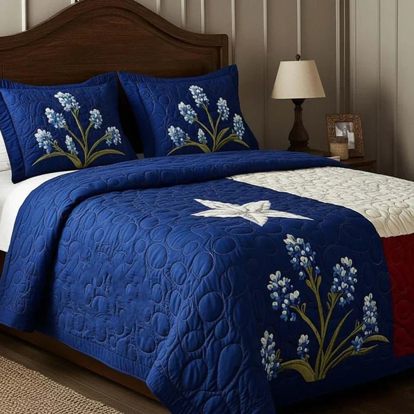 Conjunto de ropa de cama acolchada de 3 piezas - Orgullo de Texas