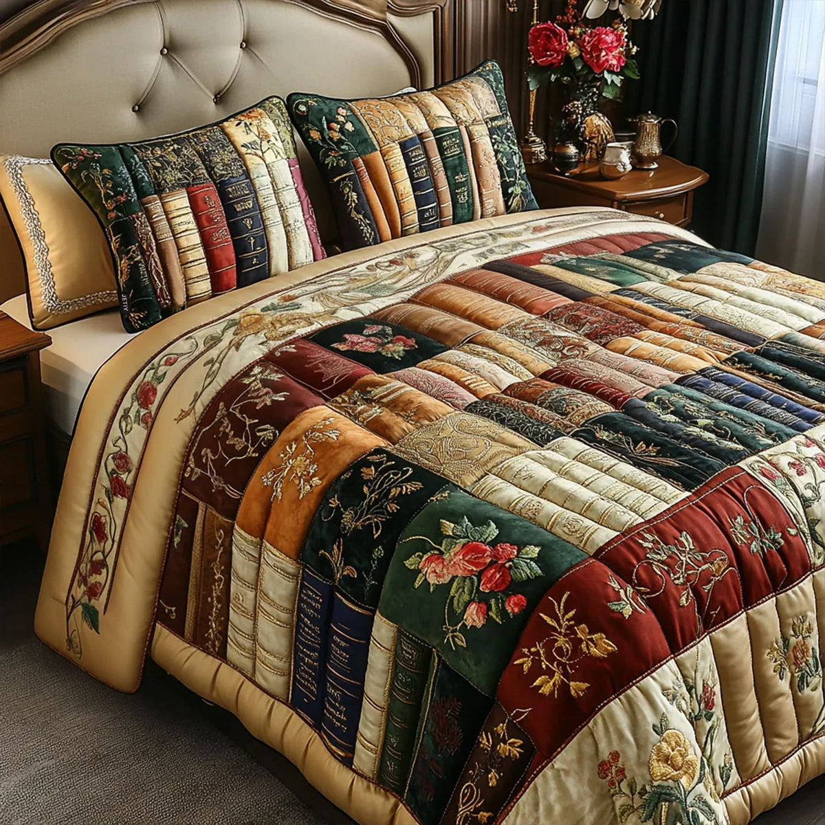 Conjunto de ropa de cama acolchada de 3 piezas - El Retiro de los Lectores Ávidos