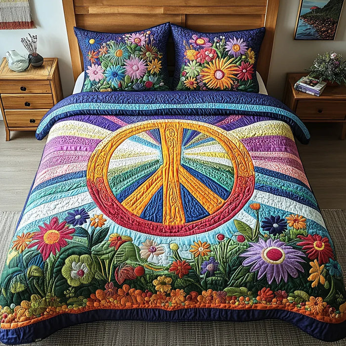 Conjunto de ropa de cama acolchada de 3 piezas - Sueños Tie-Dye