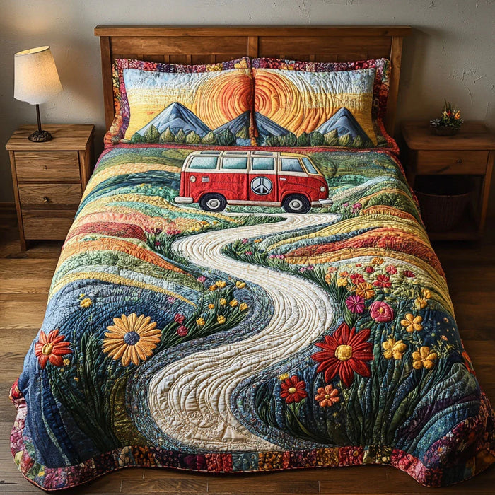Conjunto de ropa de cama acolchada de 3 piezas - Viaje Vintage