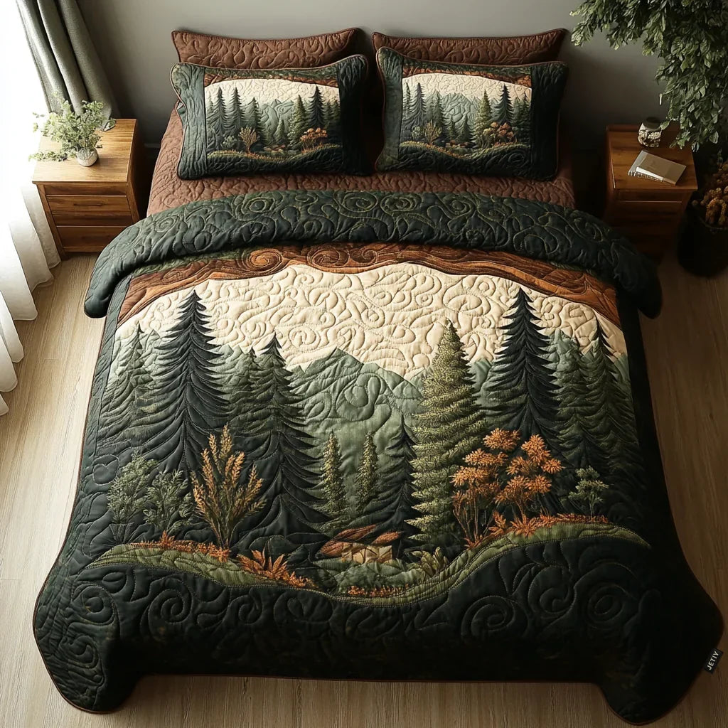 Juego de ropa de cama acolchada de 3 piezas - Paseo por el bosque