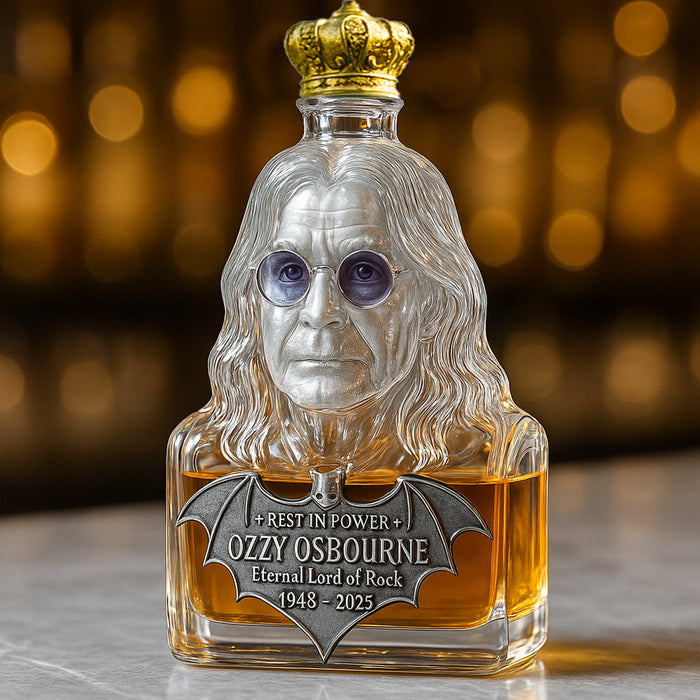 Conservado en cristal — botella de whisky en honor a Ozzy Osbourne