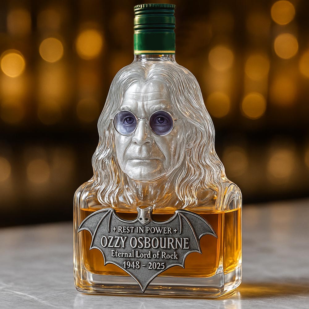 Conservado en cristal — botella de whisky en honor a Ozzy Osbourne