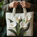 Quilted Handmade Bag - White Lilies