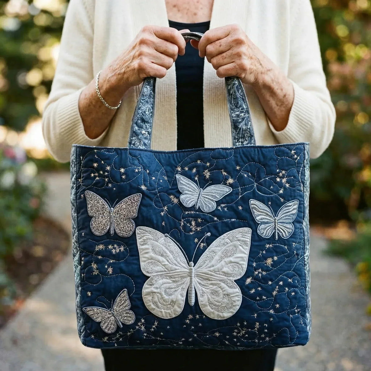 Handmade Bag - Silver Butterfly