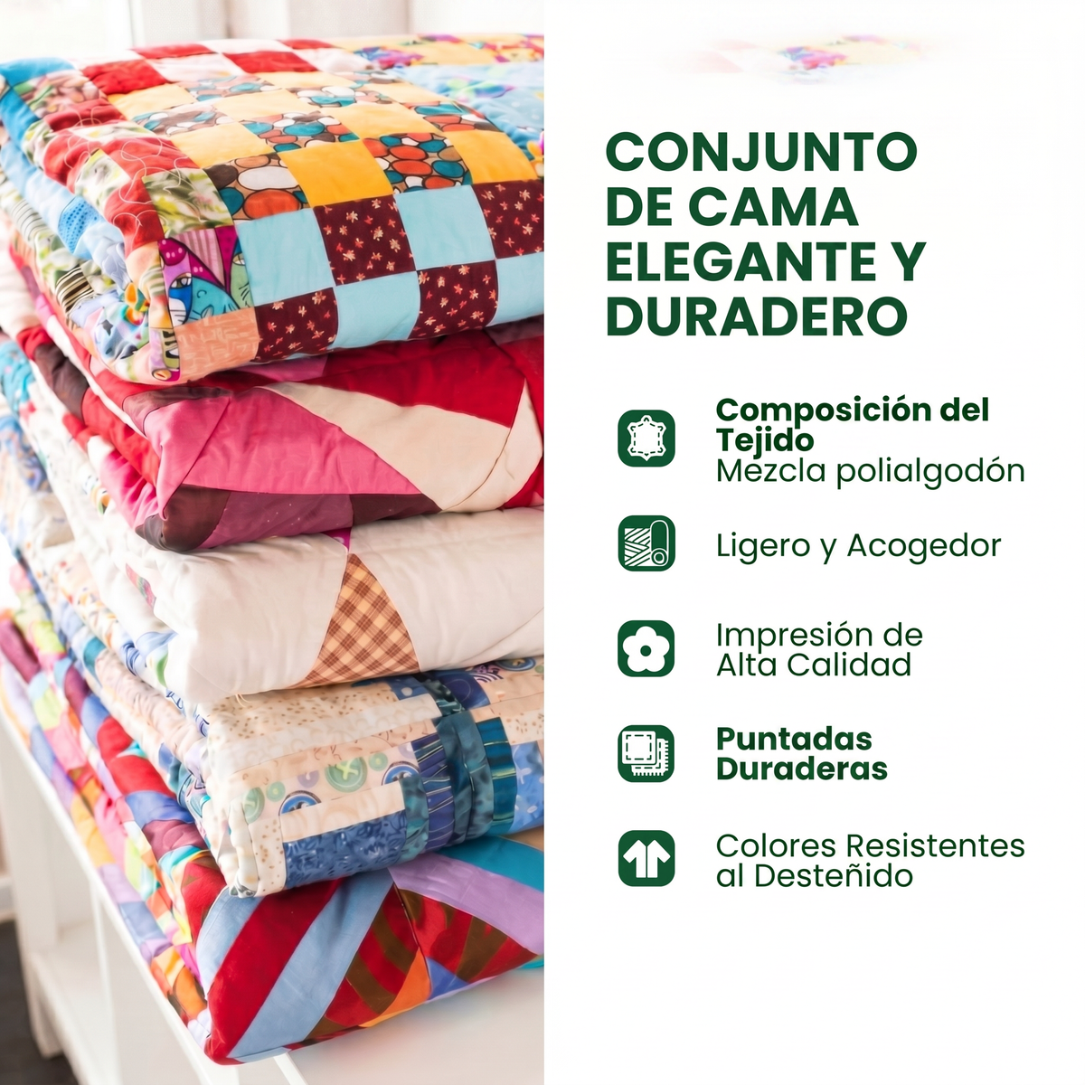 Conjunto de ropa de cama acolchada de 3 piezas Libélula Dorada